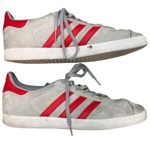 Adidas Gazelle Gray Red Stripes Suede Sneakers BB5257 Men's size 10.5 *GOOD*